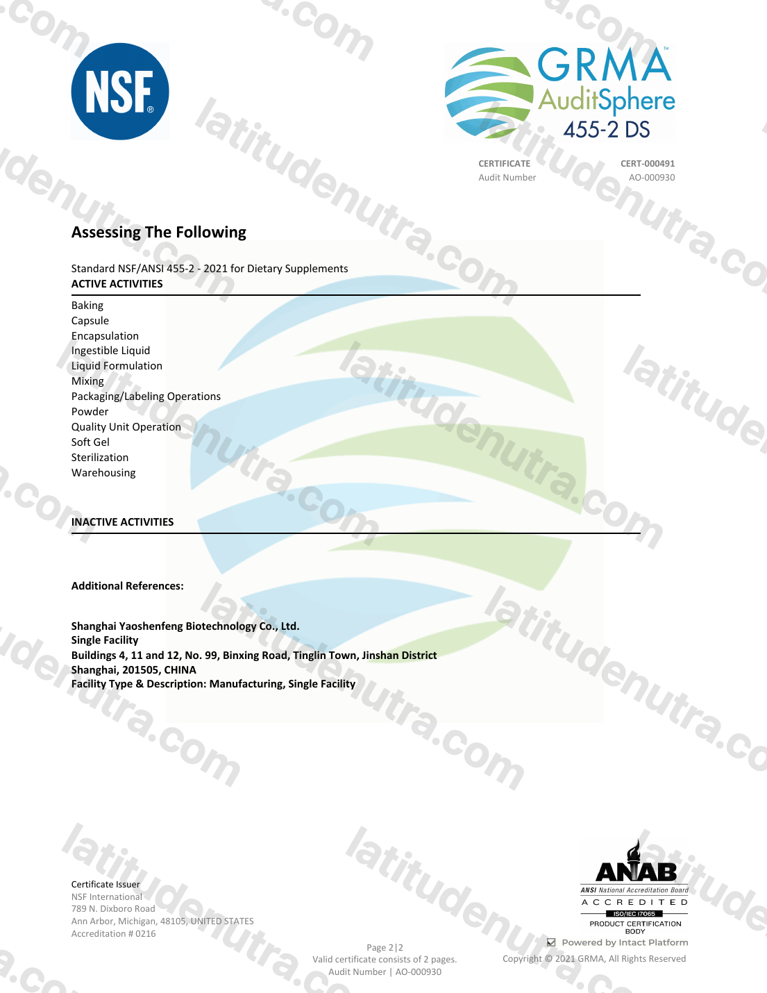 GRMA AuditSphere Certificate · Page 2